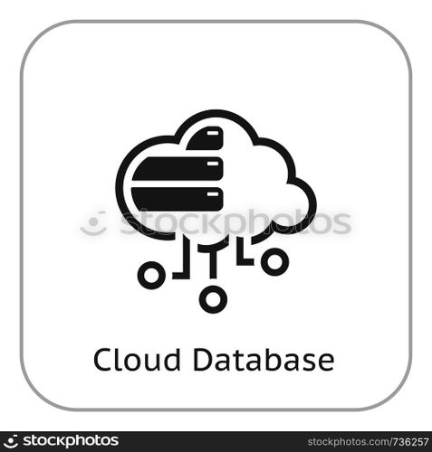 Simple Cloud Database Vector Line Icon with storage devices.. Simple Cloud Database Vector Icon