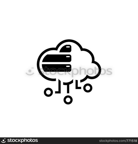 Simple Cloud Database Vector Line Icon with storage devices.. Simple Cloud Database Vector Icon