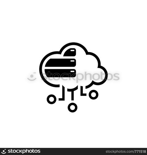 Simple Cloud Database Vector Line Icon with storage devices.. Simple Cloud Database Vector Icon