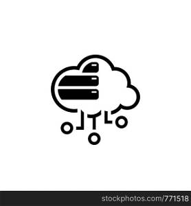 Simple Cloud Database Vector Line Icon with storage devices.. Simple Cloud Database Vector Icon