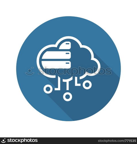Simple Cloud Database Vector Line Icon with storage devices.. Simple Cloud Database Vector Icon