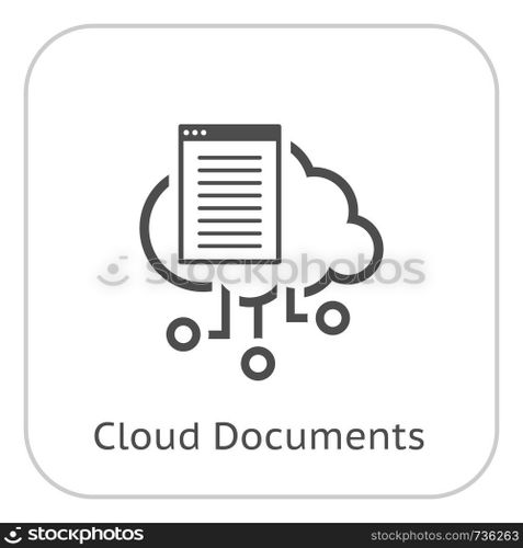 Simple Cloud Documents Vector Line Icon with open online document.. Simple Cloud Documents Vector Icon