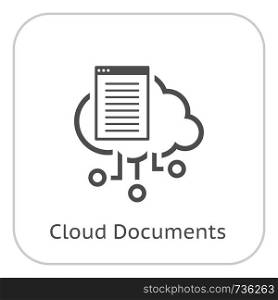 Simple Cloud Documents Vector Line Icon with open online document.. Simple Cloud Documents Vector Icon