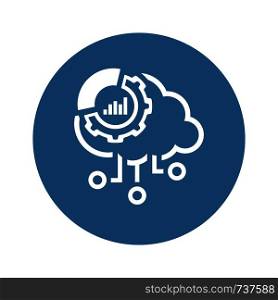 Simple Cloud Perfomance Vector Line Icon with Gear Wheel and Graphs.. Simple Cloud Perfomance Vector Icon