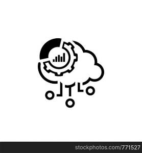 Simple Cloud Perfomance Vector Line Icon with Gear Wheel and Graphs.. Simple Cloud Perfomance Vector Icon