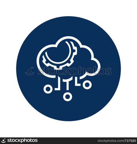 Simple Cloud Processing Vector Line Icon with Gear symbol.. Simple Cloud Processing Vector Icon