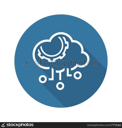 Simple Cloud Processing Vector Line Icon with Gear symbol.. Simple Cloud Processing Vector Icon