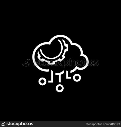Simple Cloud Processing Vector Line Icon with Gear symbol.. Simple Cloud Processing Vector Icon