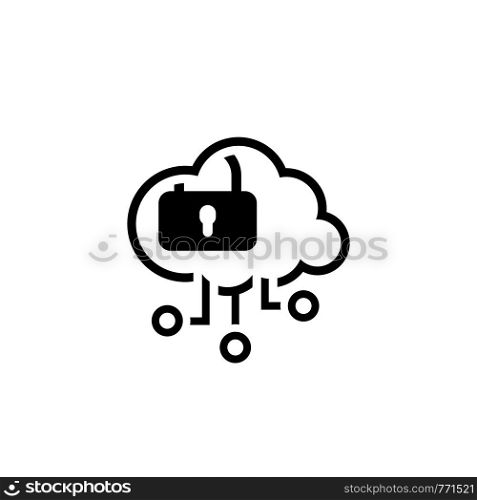 Simple Cloud Security Vector Line Icon with Pad Lock.. Simple Cloud Security Vector Icon