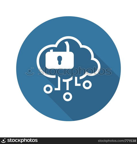 Simple Cloud Security Vector Line Icon with Pad Lock.. Simple Cloud Security Vector Icon