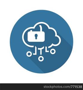 Simple Cloud Security Vector Line Icon with Pad Lock.. Simple Cloud Security Vector Icon
