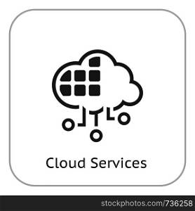 Simple Cloud Services Vector Line Icon with service board.. Simple Cloud Services Vector Icon
