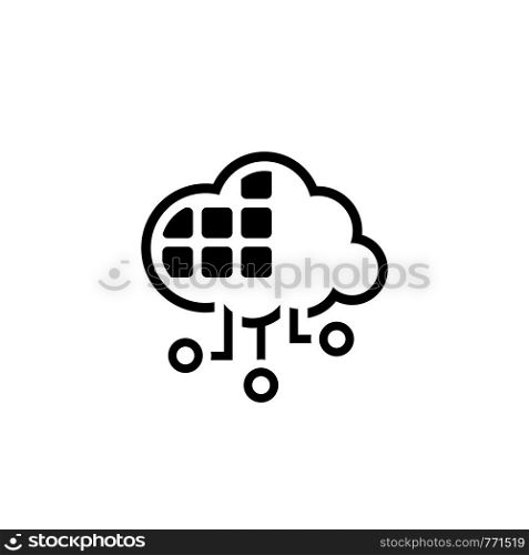 Simple Cloud Services Vector Line Icon with service board.. Simple Cloud Services Vector Icon