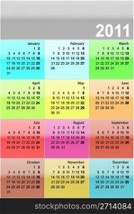 Simple color calendar for 2011