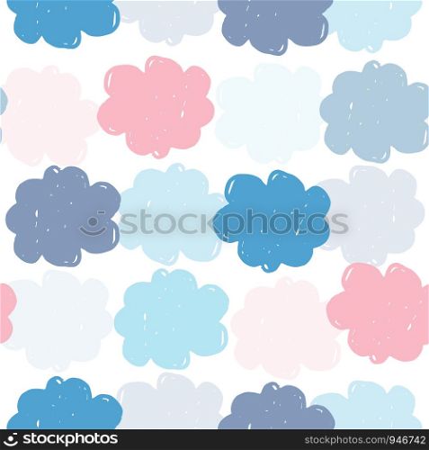 Simple colored clouds seamless pattern. Weather background. Rain backdrop. Texture for wallpaper, background, scrapbook. Vector illustration. Simple colored clouds seamless pattern. Weather background. R