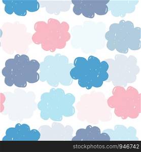 Simple colored clouds seamless pattern. Weather background. Rain backdrop. Texture for wallpaper, background, scrapbook. Vector illustration. Simple colored clouds seamless pattern. Weather background. R