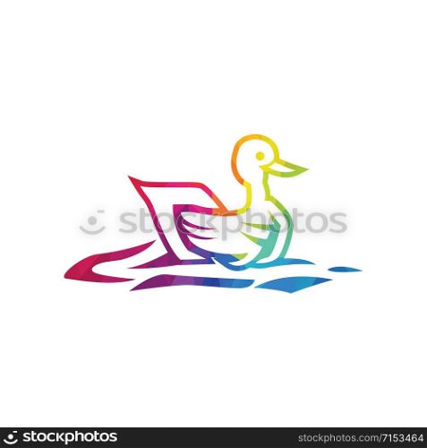 Simple colorful elegant duck logo, abstract duck logo.