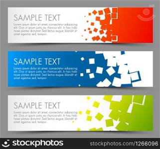 Simple colorful horizontal banners - with square motive