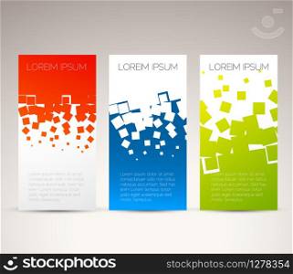 Simple colorful horizontal banners - with square motive