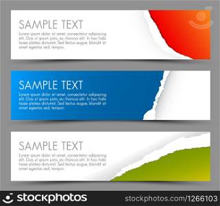 Simple colorful horizontal banners - with torn away corners