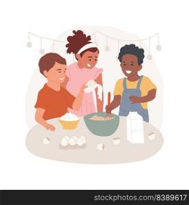 Simple cooking skills isolated cartoon vector illustration. Healthy eating habits, learn simple cooking, mixing ingredients, nutrition in kindergarten, daycare center activity vector cartoon.. Simple cooking skills isolated cartoon vector illustration.
