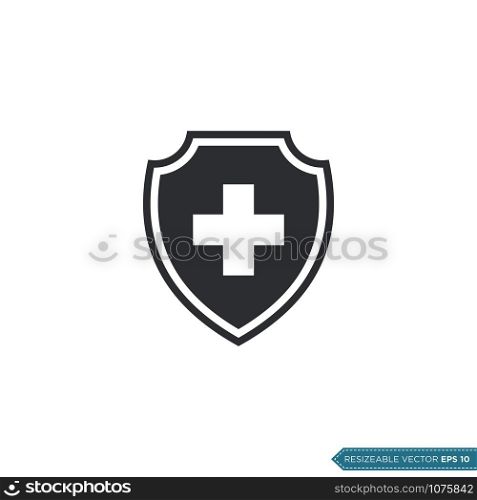 simple cross shield icon logo template Illustration Design