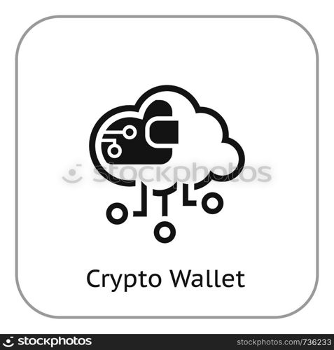 Simple Crypto Wallet Vector Line Icon with digital wallet symbol.. Simple Crypto Wallet Vector Icon