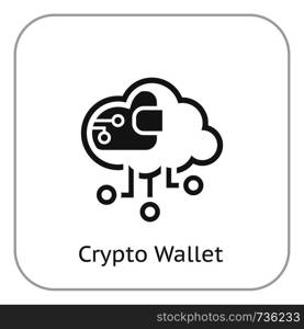 Simple Crypto Wallet Vector Line Icon with digital wallet symbol.. Simple Crypto Wallet Vector Icon