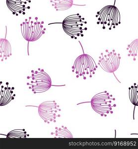 Simple dandelion silhouette seamless pattern. Blowball botanical background. Abstract floral wallpaper. Design for fabric, textile print, wrapping, cover. Vector. Simple dandelion silhouette seamless pattern. Blowball botanical background. Abstract floral wallpaper.