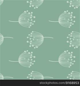 Simple dandelion silhouette seamless pattern. Blowball botanical background. Abstract floral wallpaper. Design for fabric, textile print, wrapping, cover. Vector. Simple dandelion silhouette seamless pattern. Blowball botanical background. Abstract floral wallpaper.
