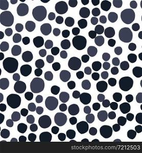 Simple dark pebble seamless pattern on white background. Random geometric dotted wallpaper. Chaotic stones backdrop. Vector illustration. Simple dark pebble seamless pattern on white background.