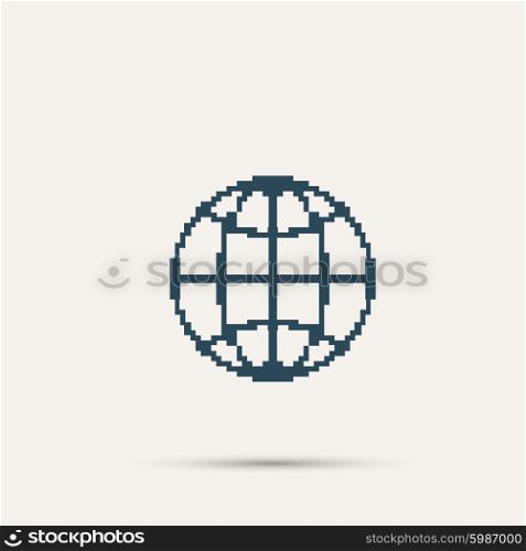 Simple dark pixel icon planet. Vector design.. Simple dark pixel icon planet. Vector design