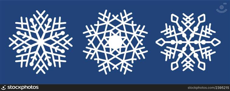 Simple design holiday snowflakes isolate on blue background. Vector illustration eps 10. Simple design holiday snowflakes isolate on blue background. Vector illustration.