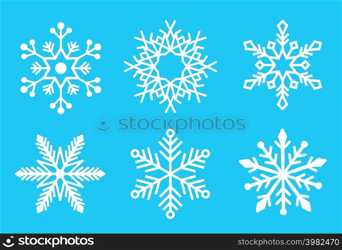 Simple design holiday snowflakes isolate on blue background. Vector illustration eps 10. Simple design holiday snowflakes isolate on blue background. Vector illustration.