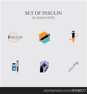 simple design vector of insulin injection logo set on grey back ground