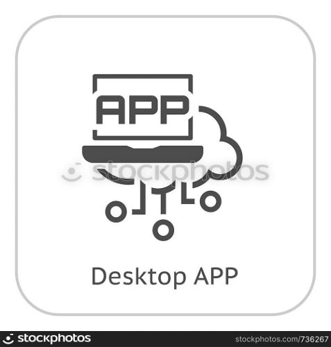 Simple Desktop App Vector Line Icon with Open Laptop.. Simple Desktop APP Vector Line Icon