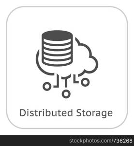 Simple Distributed Storage Vector Line Icon with storage devices.. Simple Distributed Storage Vector Icon