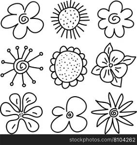 Simple doodle floral line icons Royalty Free Vector Image