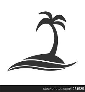 Simple editable icon. An island with a palm tree in the sea. Simple flat design for websites and apps