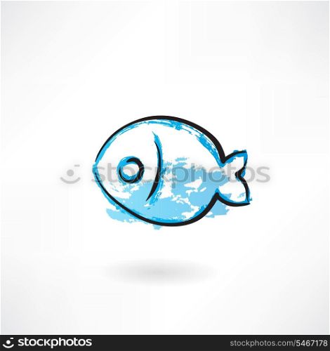 Simple fish grunge icon