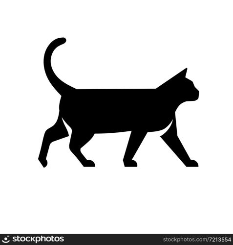 Simple flat cat silhouette Design Vector Illustration. cat Logo Template style