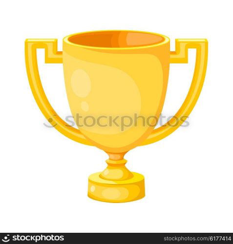 Simple flat gold cup winner with two handles on a white background. Vector cup isolate. Vector Icon prize winner of the competition. Athletic pride. Stock vector