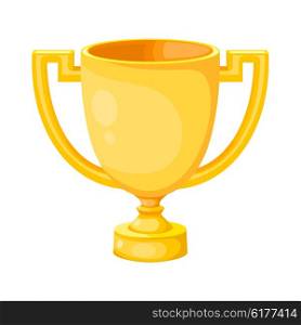 Simple flat gold cup winner with two handles on a white background. Vector cup isolate. Vector Icon prize winner of the competition. Athletic pride. Stock vector