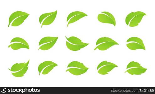 Simple flat green leaf design vector The concept of forest preservation by using natural products
