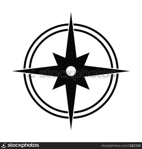 Simple flat icon of a compass, cardinal directions and orienteering