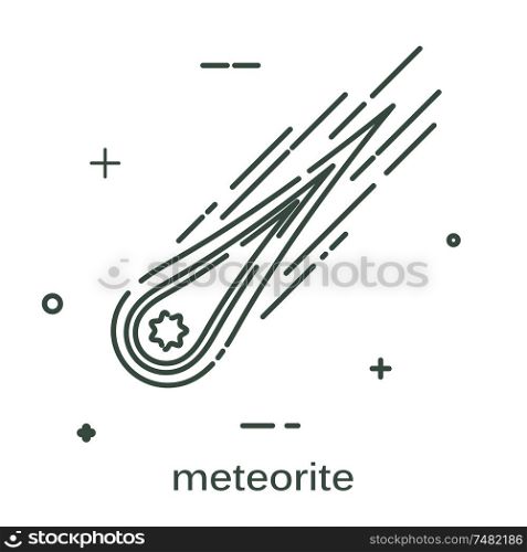 Simple flat icon of a meteorite on a white background. Linear style. Symbol of a meteorite. Atmospheric phenomenon. Vector illustration