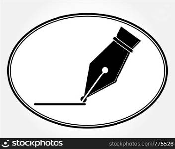 Simple flat pen ink pen icon for web design, websites and applications. Flat oval icon. Ink pen and line.