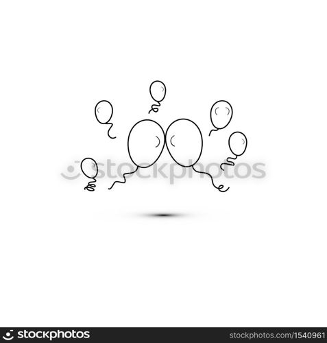 Simple flat style icon of beautiful two balloons for the feast of love on Valentine&rsquo;s Day or March 8th. Vector illustration. Simple flat style icon of beautiful two balloons for the feast of love on Valentine&rsquo;s Day or March 8th. Vector illustration.