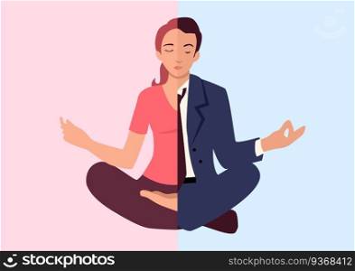 Simple flat vector illustration of man and woman doing yoga