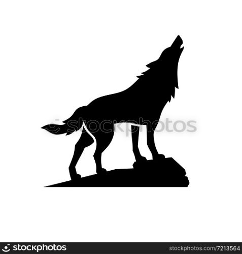 Simple flat Wolf silhouette Design Vector Illustration. Wolf Logo Template style